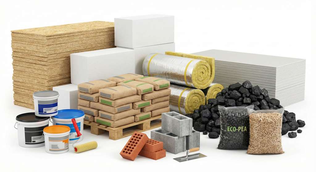 Szeroki wybór materiałów budowlanych: wełna mineralna, dachówki, cement i chemia budowlana w składzie Astro, węgiel, ekogroszke